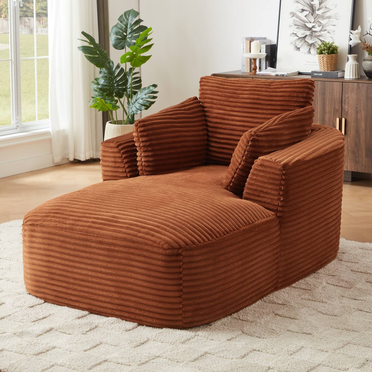 Alt View 1. Z-Edge - Corduroy sleeper sofa couch, no assembly needed, Perfect for Living Room/Dorm/Apartment - Orange - Orange.