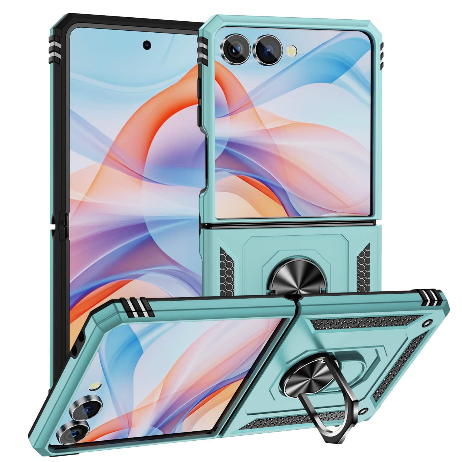 Dteck - For Samsung Galaxy Z Flip 8 Case with Hinge Protection Rotate Ring Kickstand Magnetic Car Holder Hard PC Cover - Greygreen price history on PriceWatchPro