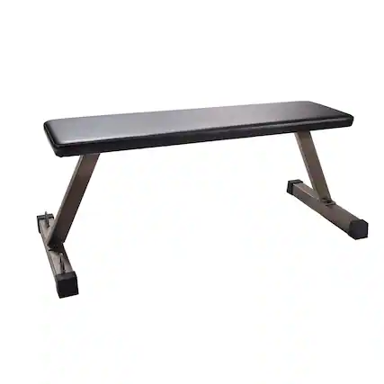 Front. HolaHatha - HolaHatha 300 Pound Capacity Foam Padded Flat Barbell Bench w/Steel Frame, Black - Black.