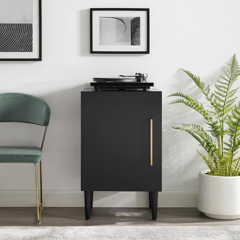 Alt View 5. Crosley Furniture - Everett Medium Record Player Cabinet With Vinyl Storage - Matte Black.