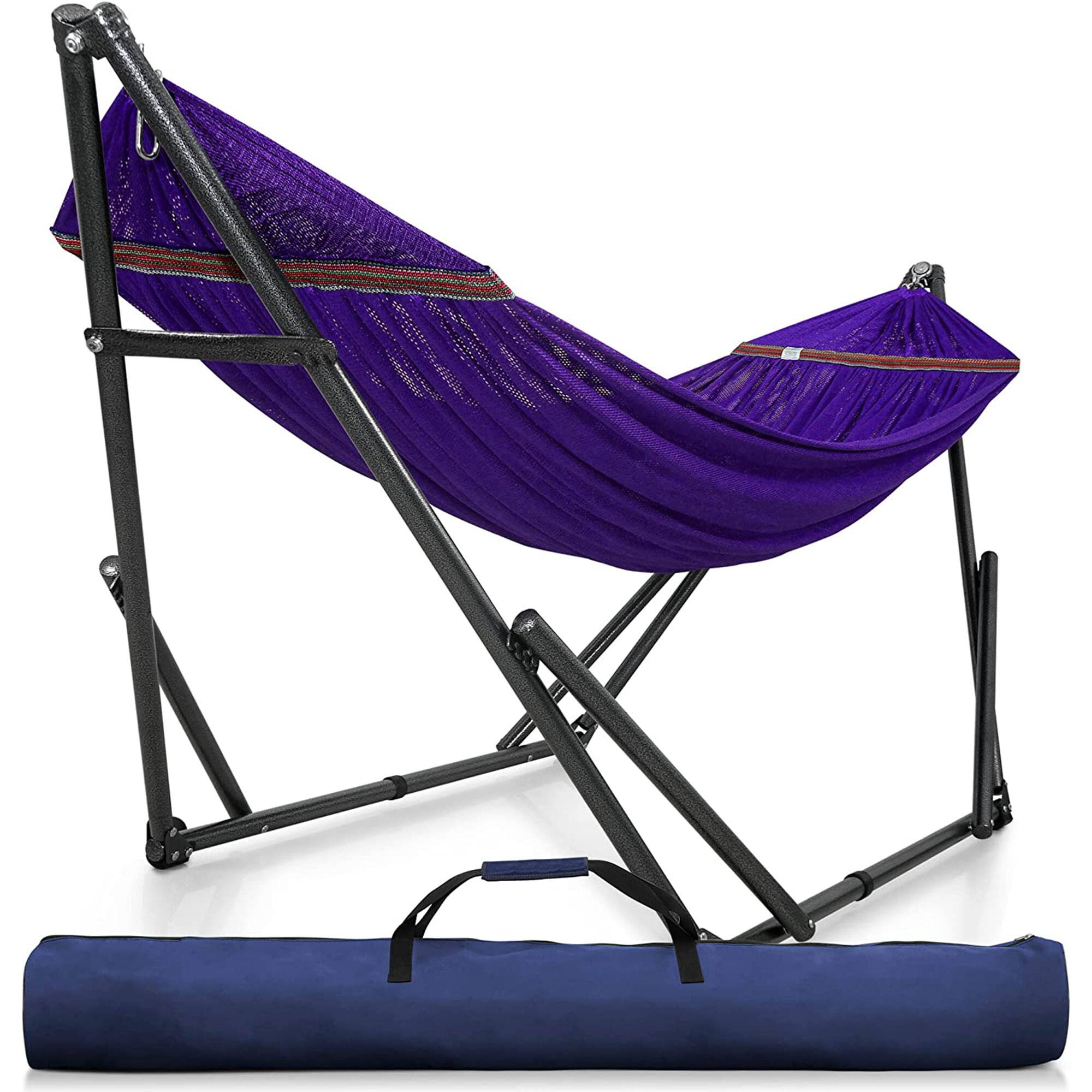 Front. Tranquillo - Tranquillo Universal 116" Double Hammock with Adjustable Stand and Bag, Purple - 05. Uni Purple.