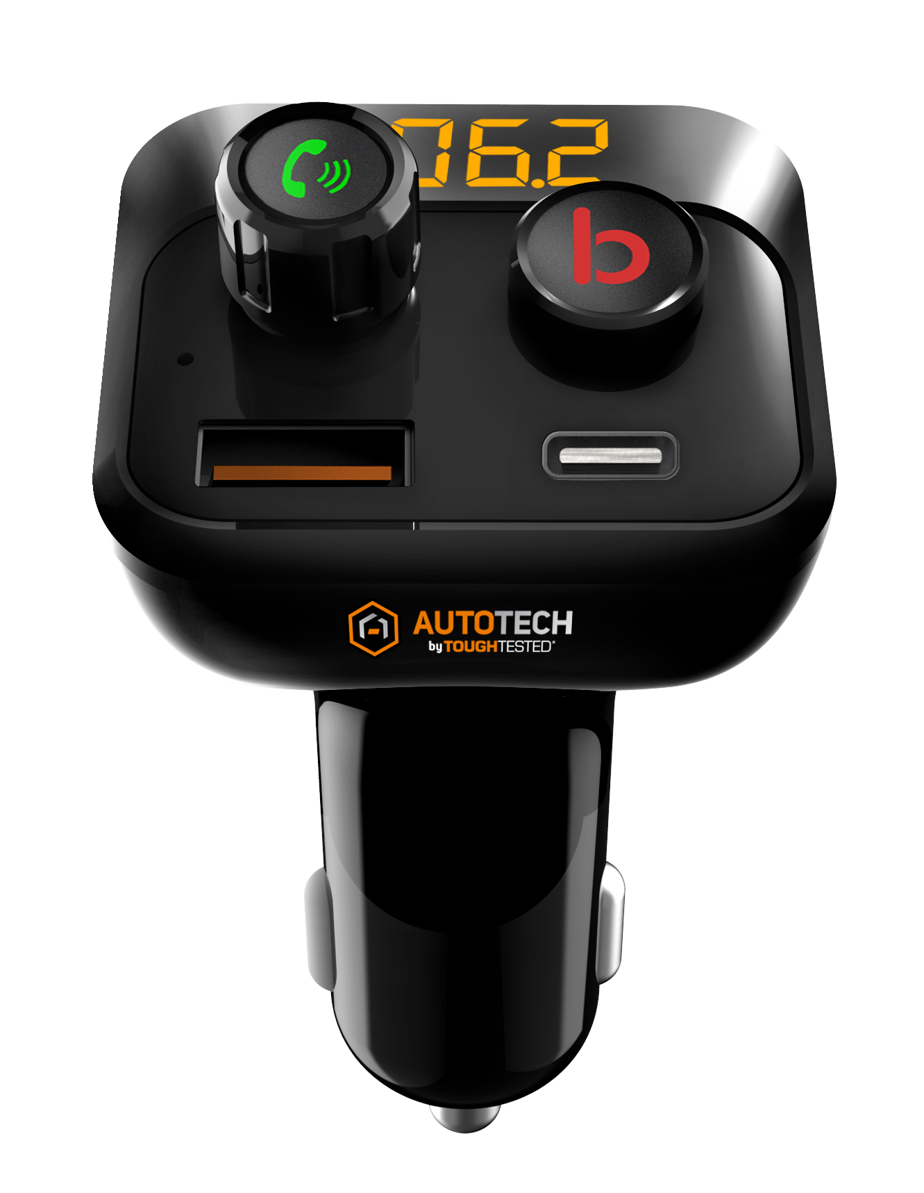 ToughTested - Bluetooth FM Transmitter with Enhanced Bass and Dual USB Charging - Black