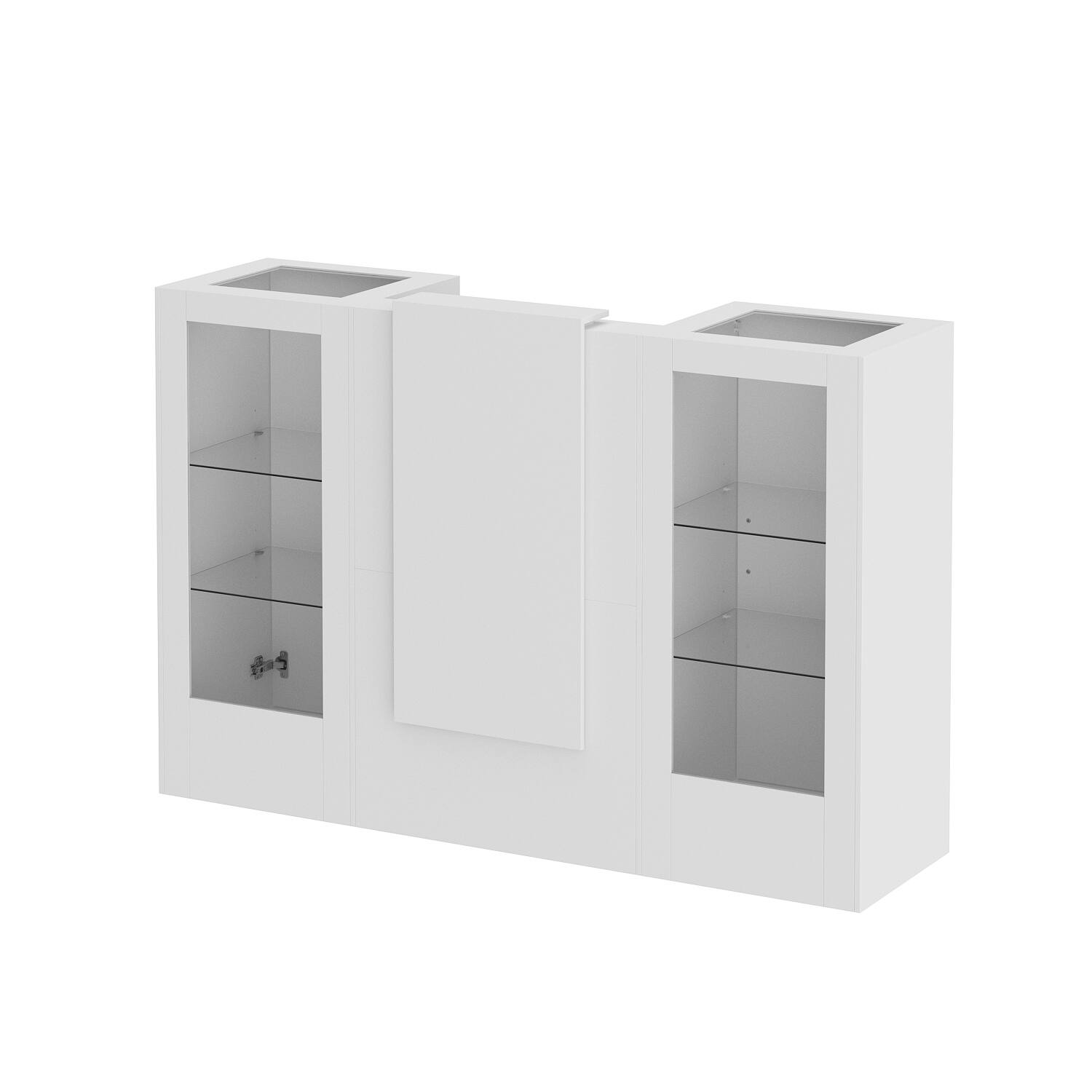 Front. Famapy - Famapy Modern Multifunctional Office Reception System: Customizable Lighting, Adjustable Storage & Integrated Desk - White.