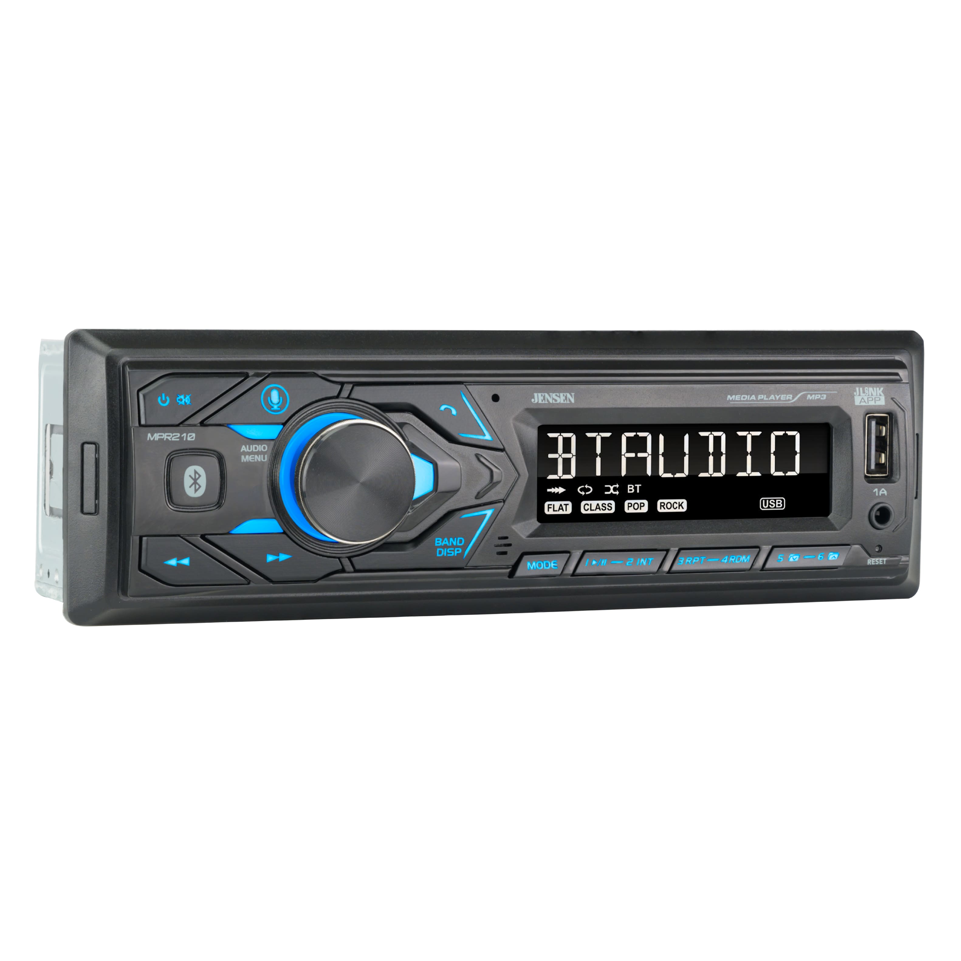 Jensen - Single DIN Car Stereo Radio Receiver | 7-Character LCD | Bluetooth Hands-Free | USB | AM/FM | Voice Assistant - Black