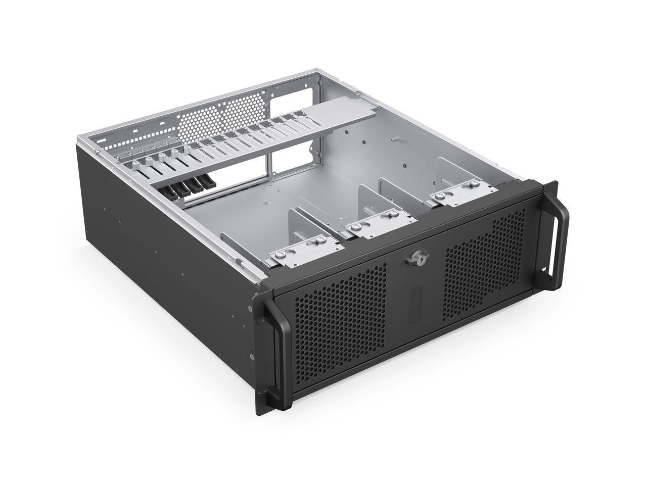 Alt View 8. Rosewill - Rosewill 4U Rackmount Server Chassis, 12x 3.5" HDD, ATX/PCIe, 4 Fans, USB 3.2 Type-C, RSV-R4012 - Black.