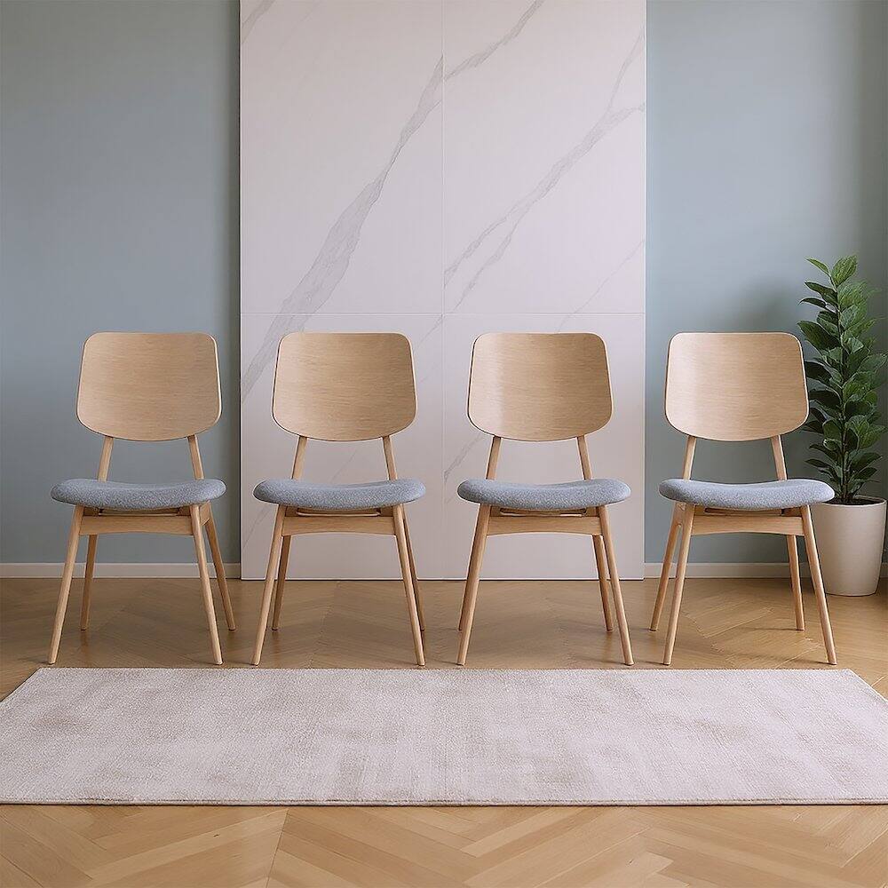 Alt View 5. New Classic Furniture - Oscar Wood Dining Chair in White Ash/Gray (Set of 4) - Gray.