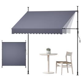 VEVOR - Manual Retractable Awning, 98" Outdoor Retractable Patio Awning Sunshade Shelter, Height Adjustable Patio Door Window - Dark Gray