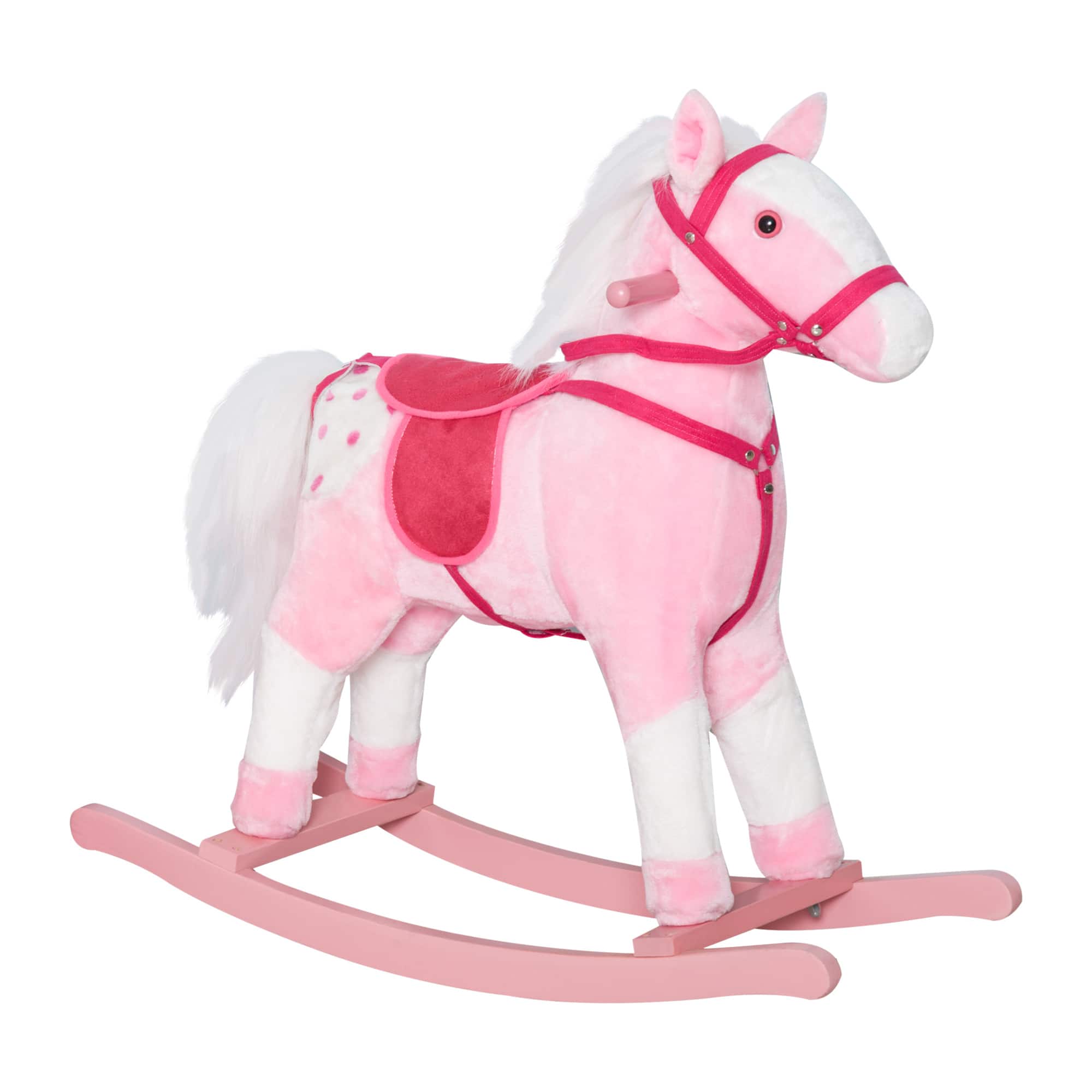 Siljoy - Plush Rocking Horse Pony with Sounds, Toddler Ride-On Toy, 110lb Load, Ages 3+, Birthday Gift - Pink