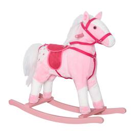 Siljoy - Plush Rocking Horse Pony with Sounds, Toddler Ride-On Toy, 110lb Load, Ages 3+, Birthday Gift - Pink