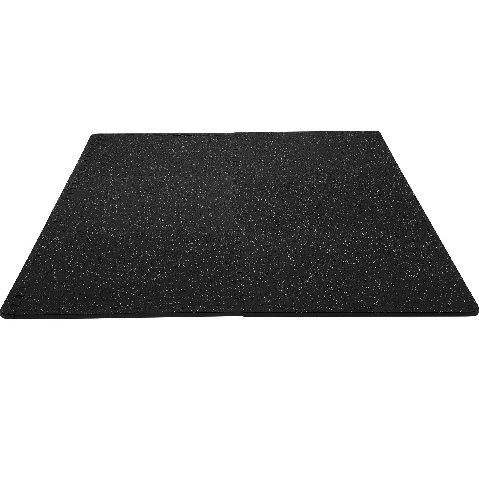 Alt View 5. VEVOR - EVA Interlocking Foam Floor Mats, 0.56 in Thickened 6 Pcs Puzzle Rubber Tiles, 24 x 24 in Exercise Floor Mat - Black with Grey Dots.