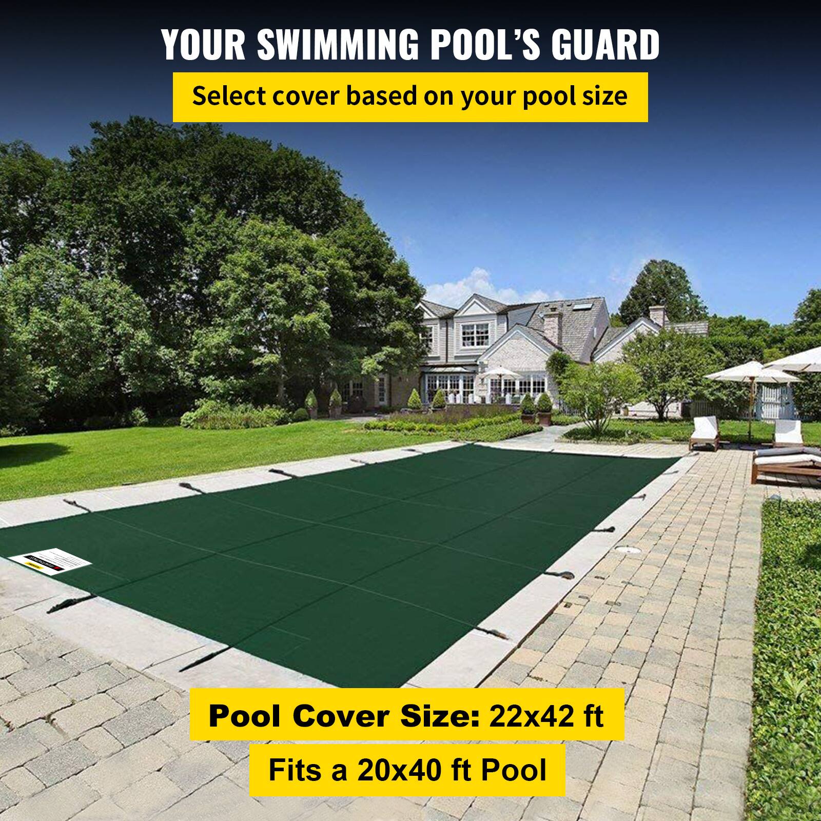 YOUR SWIMMING POOL'S GUARD

Select cover based on your pool size

Pool Cover Size: 22x42 ft
Fits a 20x40 ft Pool