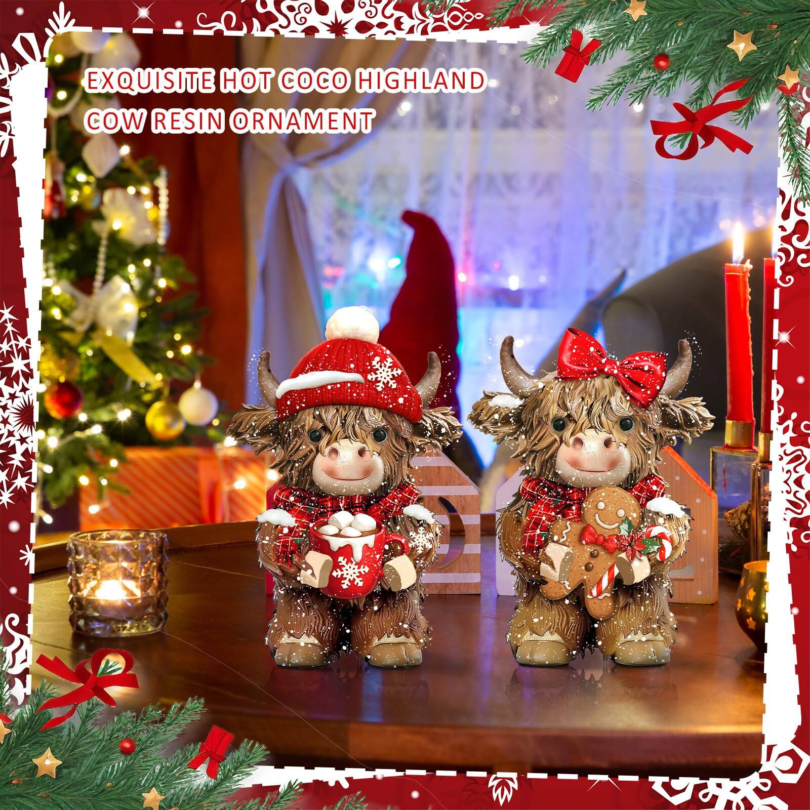 EXQUISITE HOT COCO HIGHLAND COW RESIN ORNAMENT