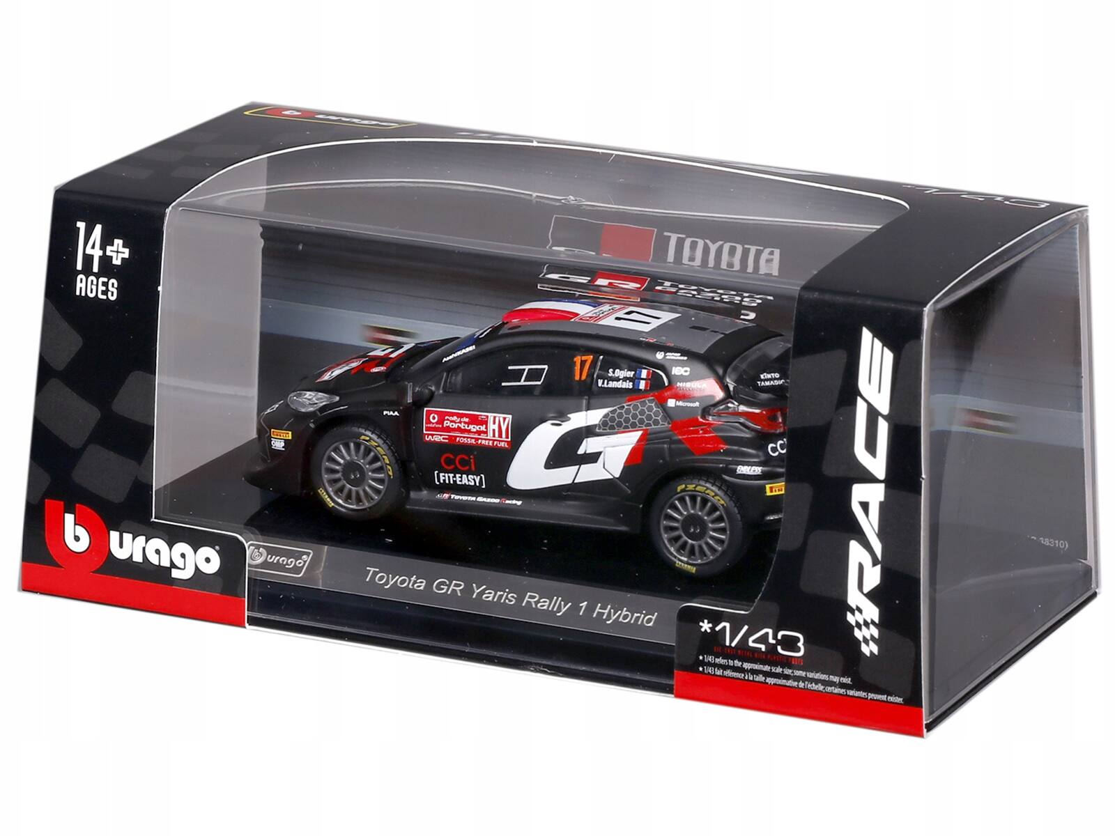 14+ AGES CARTR I b urago urago TOYOTA SP2 17 5.Ogier IBC KTATO V.Landais NIBULA NRGAM7 M MAA O - Portugal HY WEC FOSSA PS G UEL CC CCi DOS (FIT-EASY) F.- #RACE - - - PRSTO - Toyota GR Yaris Rally 1 Hybrid 1/43 10 HL RaS 1 reles te E0 V 3 aminuate tele sfieo 4 talle stations may appnaimatie de mit idulle tn vete - - 18310