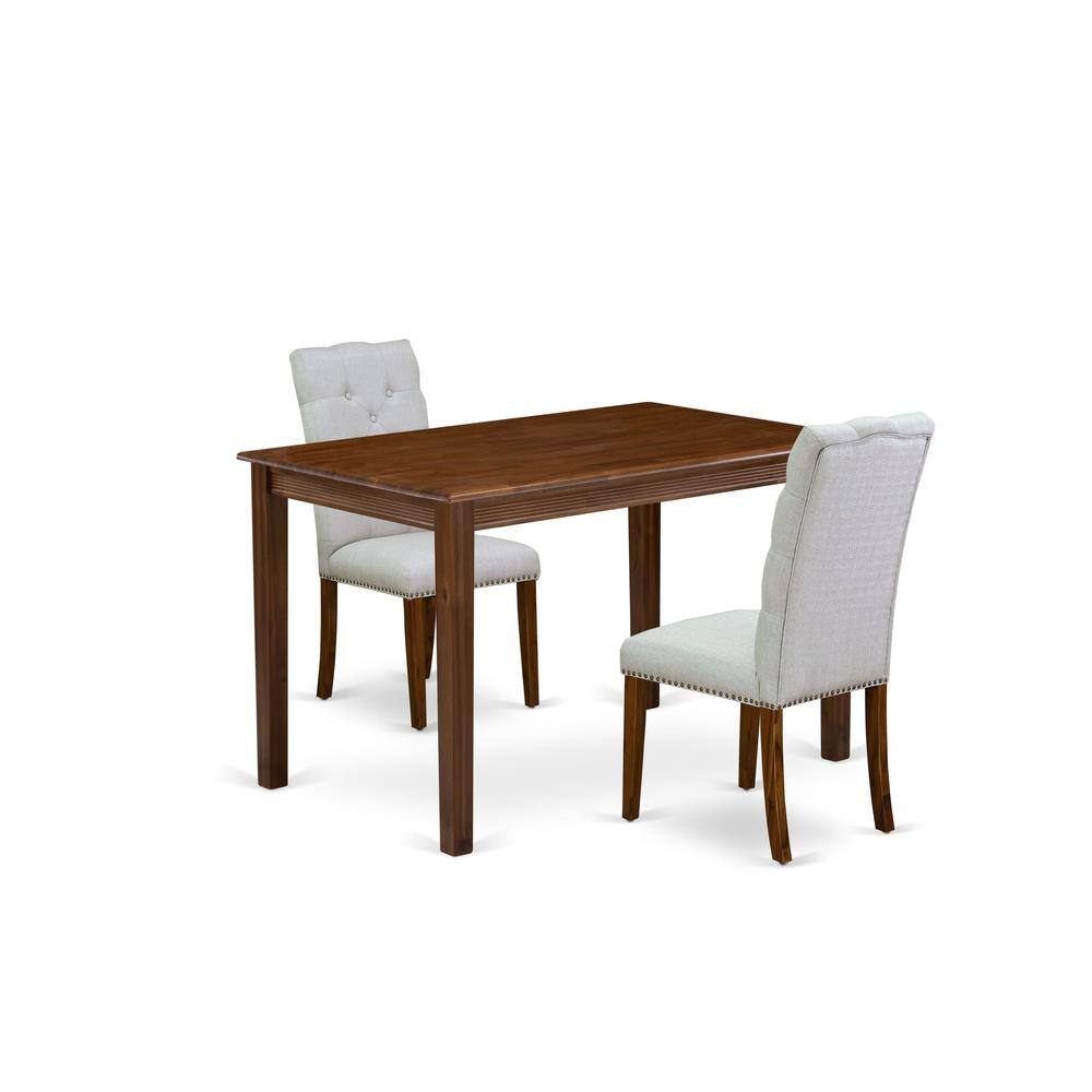 Back. East West Furniture - 3 Piece Dinette Set for Small Spaces Contains a Rectangle Dining Table - Brown.