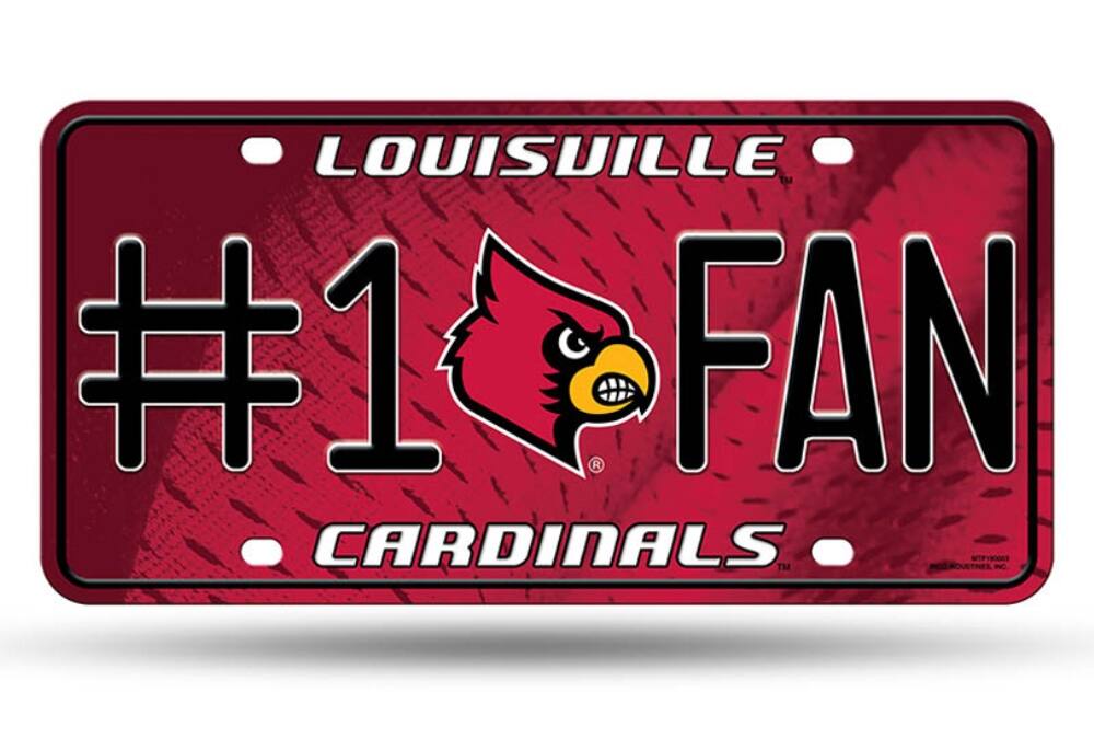 Louisville Cardinals #1 Fan Metal License Plate Tag - Number One! Let's Go!!