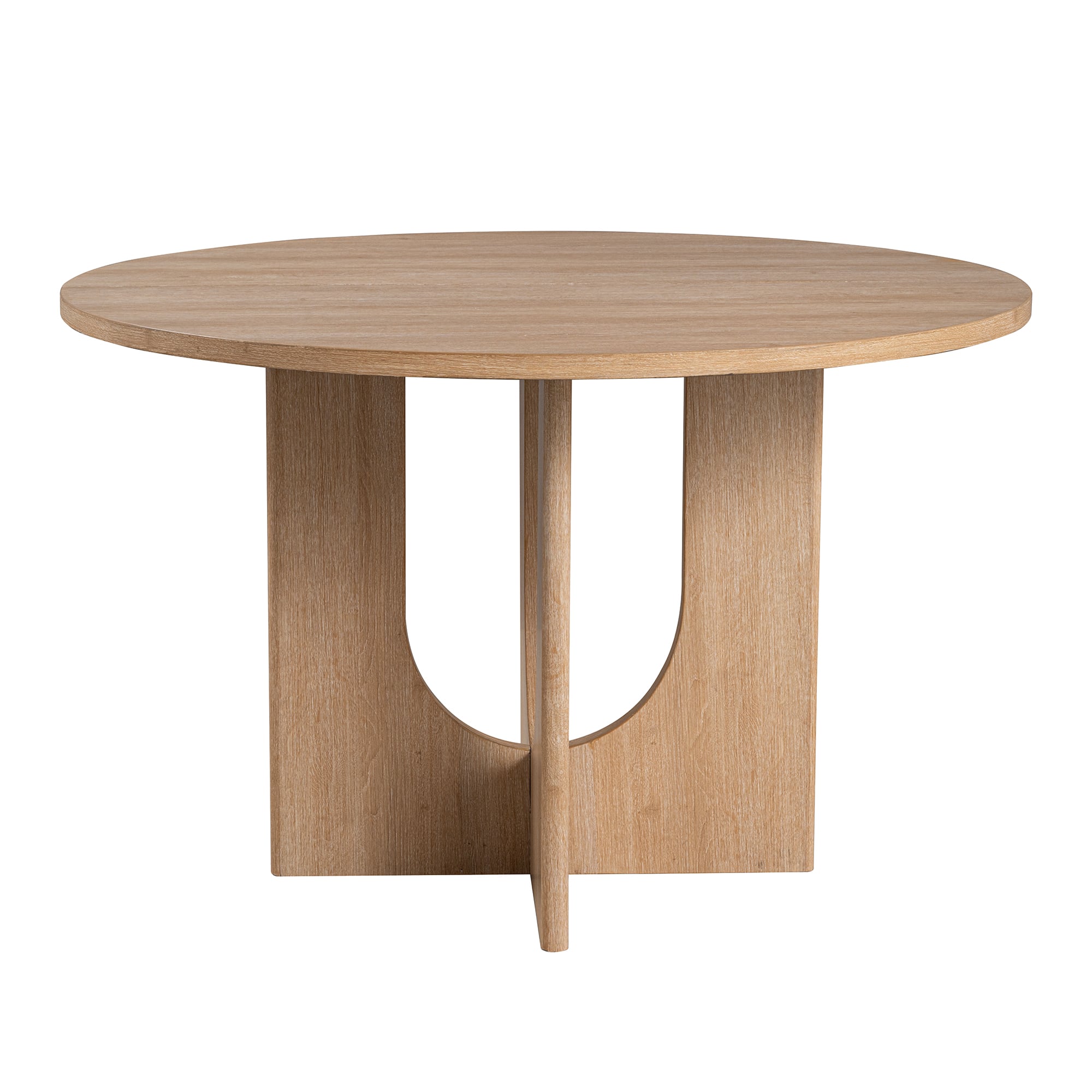 Vaczon - 47" Round Dining Table with U-Shaped Pedestal Base, Rubberwood & Engineered Wood, Suitable for Kitchen or Dining Room - Natural