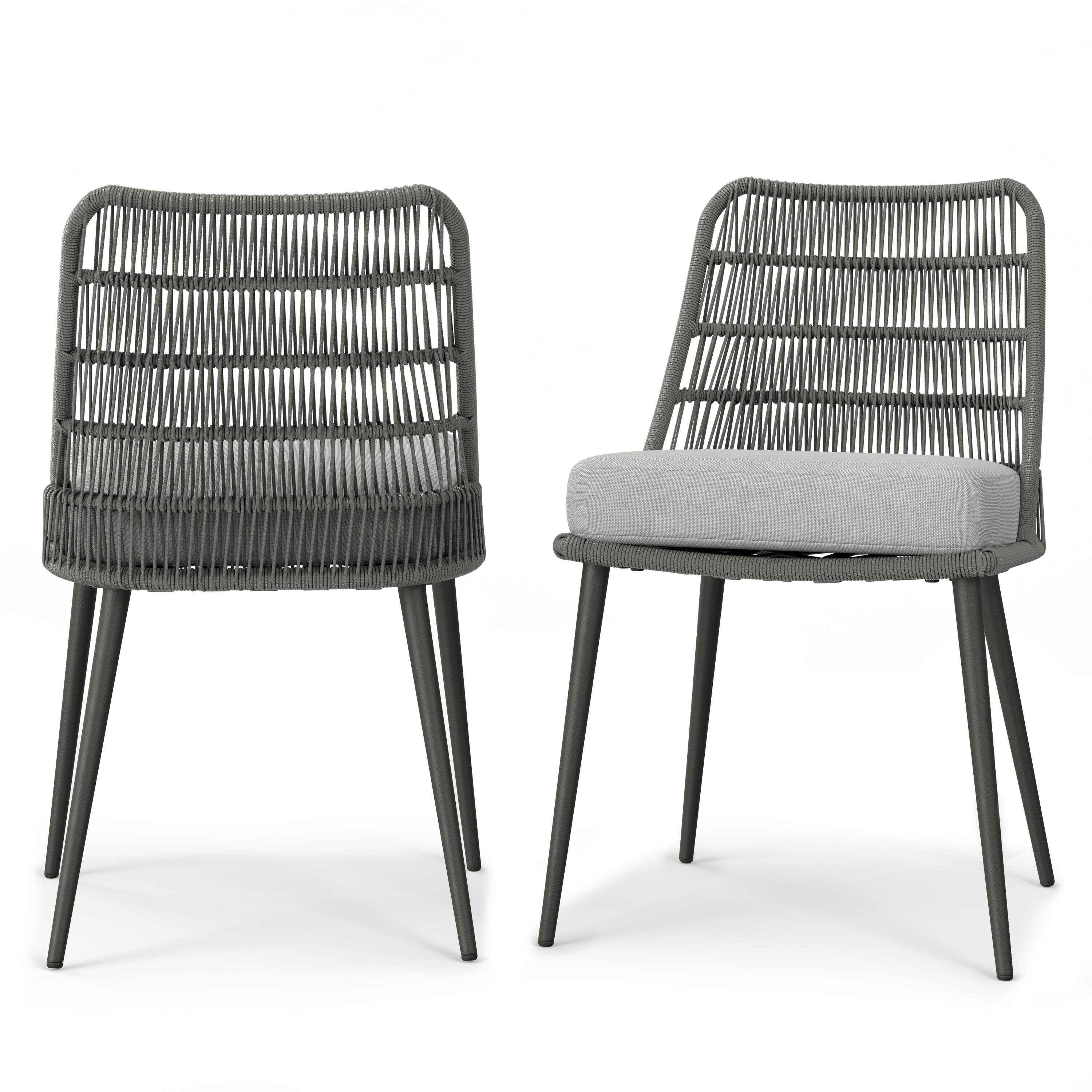 Front. Simpli Home - Beachside Outdoor Dining Chair (Set of 2) - Grey.
