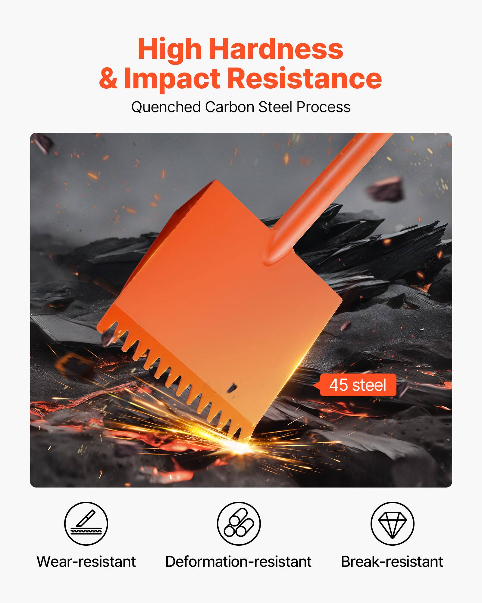 High Hardness & Impact Resistance  
Quenched Carbon Steel Process  

45 steel  

Wear-resistant  
Deformation-resistant  
Break-resistant