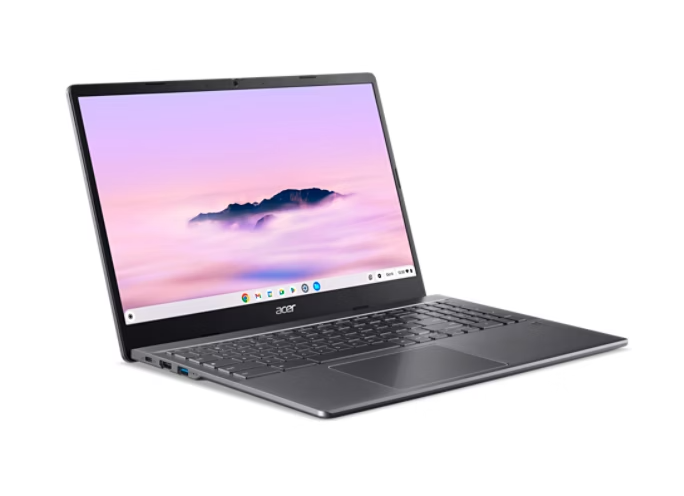 Angle. Acer - Chromebook Plus Enterprise 515 CBE595-2-58FT – 15.6" FHD, Intel Core i5, 8GB RAM, 128GB SSD - Gray.