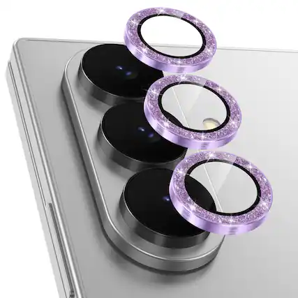 Front. Dteck - Glitter Camera Lens Protector for Samsung Galaxy Z Fold8 Ultra, 9H Tempered Glass Metal Individual Lens Cover - Purple.