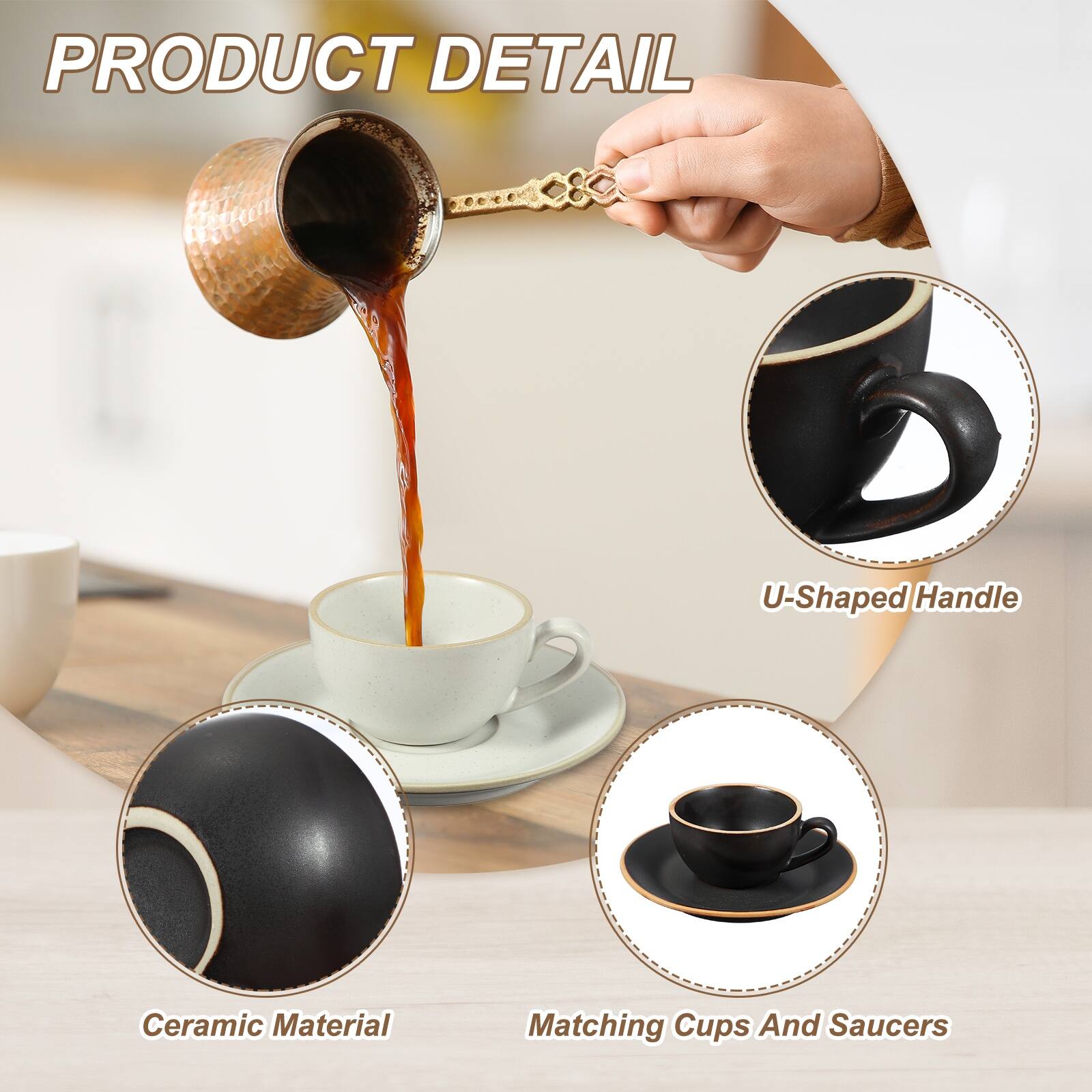 PRODUCT DETAIL

- U-Shaped Handle
- Ceramic Material
- Matching Cups And Saucers