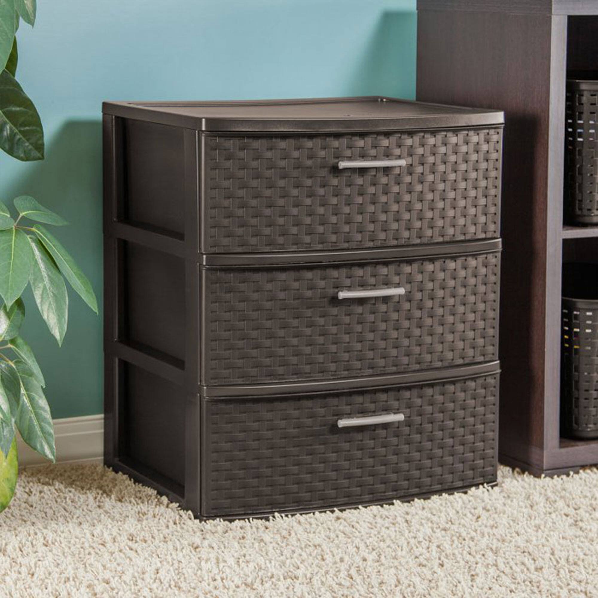 Alt View 2. Sterilite - Sterilite 3 Drawer Wide Weave Storage Tower Plastic Organizer Drawers (2 Pack).