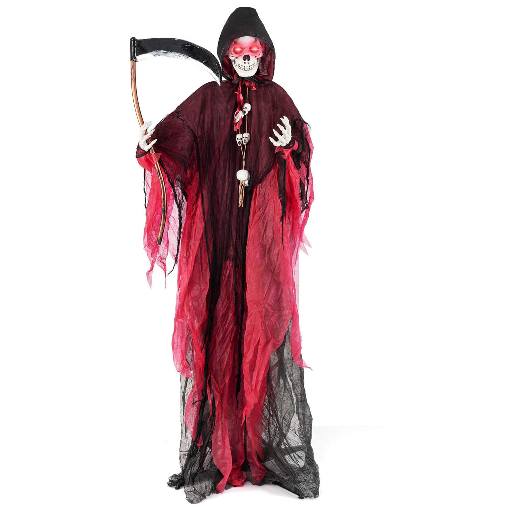 Costway - 8Ft Halloween Animatronics with Sickle Glowing LED Eyes & Scary Voices - Multicolor