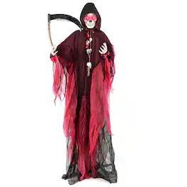 Costway - 8Ft Halloween Animatronics with Sickle Glowing LED Eyes & Scary Voices - Multicolor