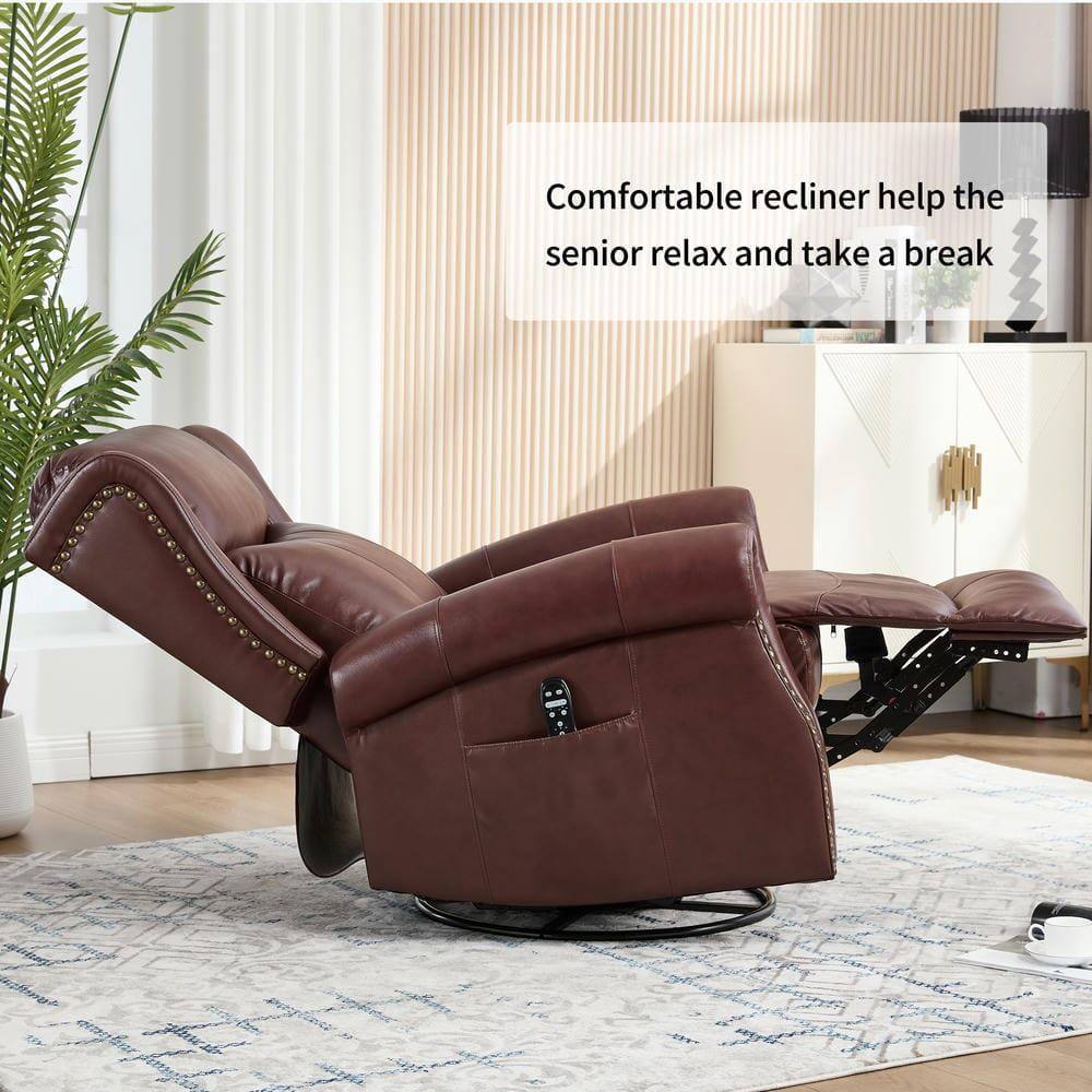 Comfortable recliner helps the senior relax and take a break.