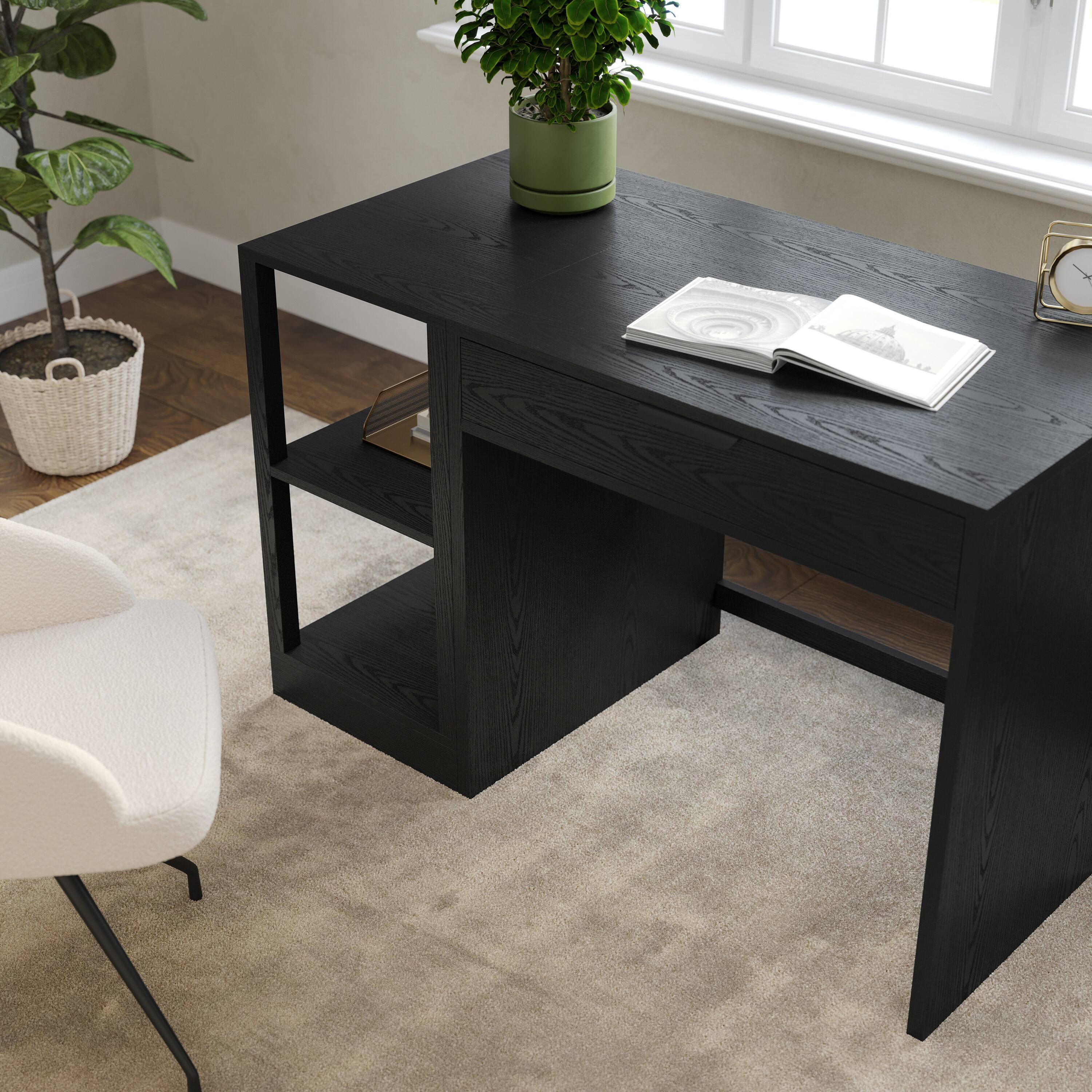 Alt View 4. Martha Stewart - Kayden Modular Single-Drawer Desk and 2 Tier Shelf - Black.