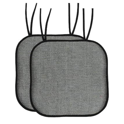 Front. Sweet Home Collection - Cameron Memory Foam No Slip Back 16" x 16" Chair Pad Cushion with Ties, 2-Pack - Black/Sage/Blue.