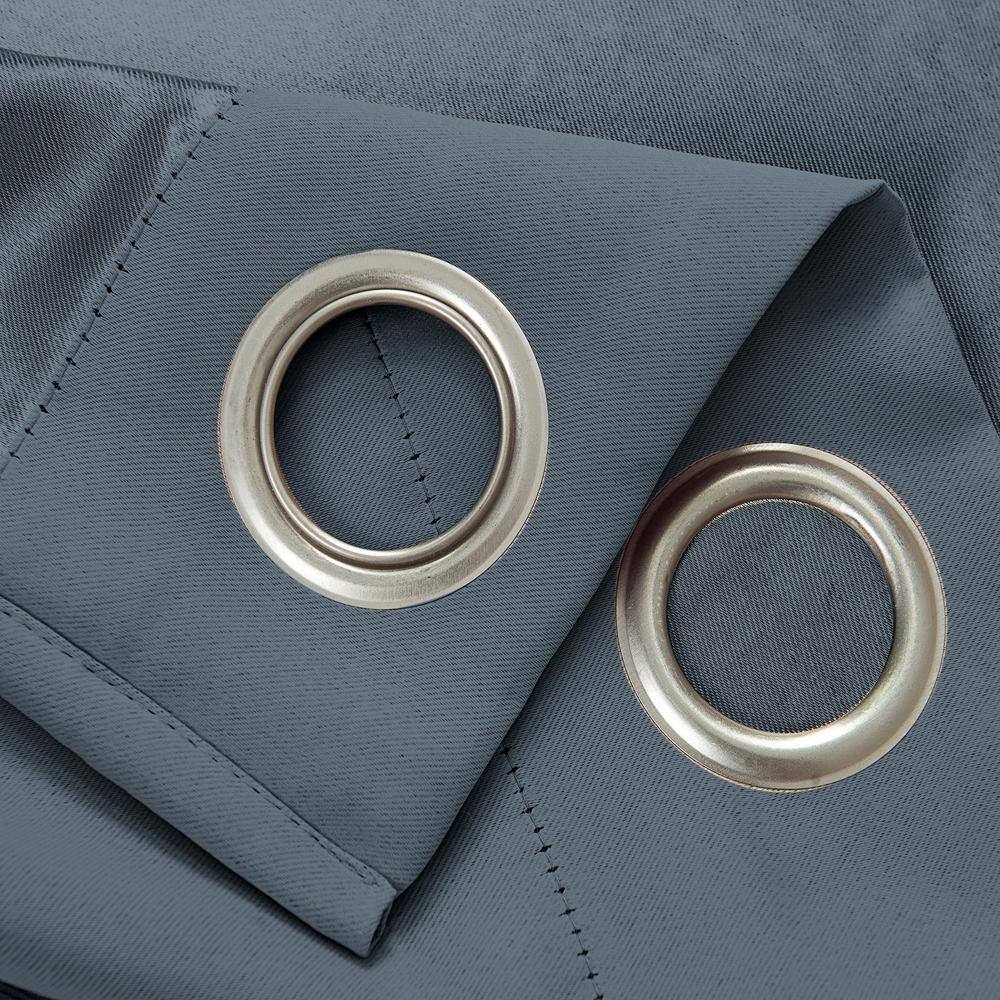 Angle. RT Designers Collection - Olivia Gray Anchorage Blackout Grommet Single Curtan Panel - 54x90" Blue - Blue.