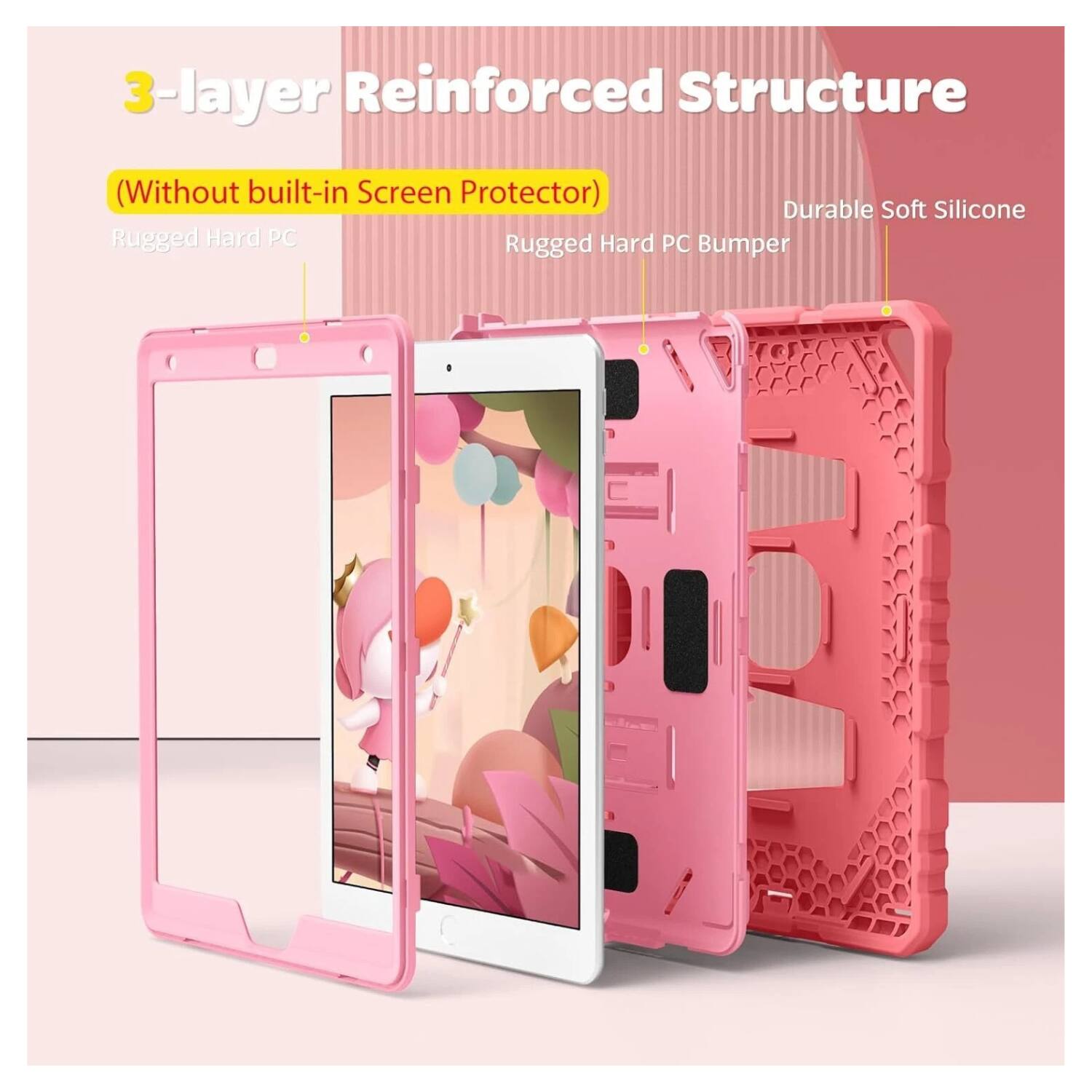 3-layer Reinforced Structure  
(Without built-in Screen Protector)  
Rugged Hard PC  
Rugged Hard PC Bumper  
Durable Soft Silicone