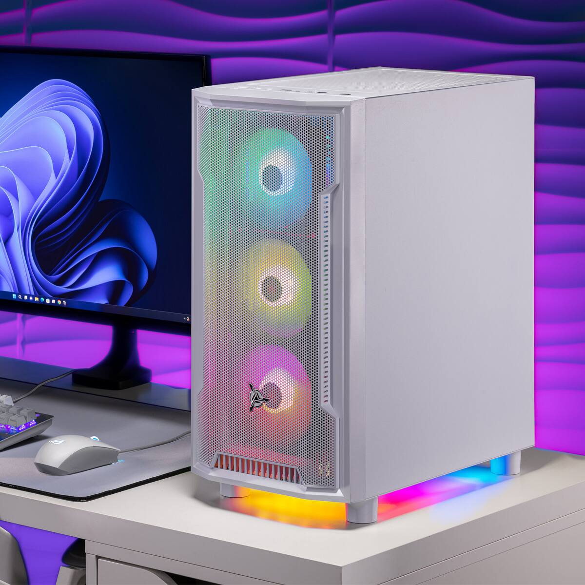 Back. Skytech Gaming - Skytech ARCH4 - Intel Core i5 14400F, 5060 Ti 16G, 16GB 6000 MHz DDR5 RAM, 650W GOLD PSU - White.