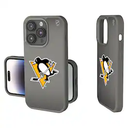 Keyscaper - NHL - Pittsburgh Penguins Linen Logo iPhone Soft Touch Case - 15 Pro - Gray