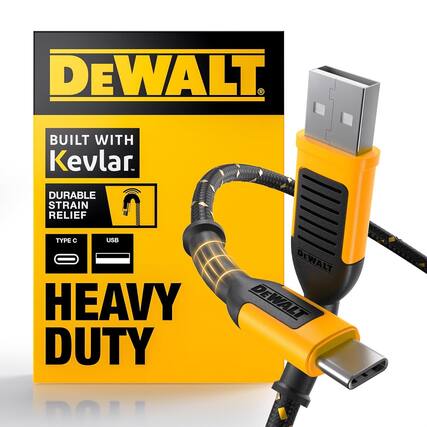 DEWALT
BUILT WITH Kevlar
DURABLE STRAIN RELIEF
TYPE C USB
HEAVY DUTY
