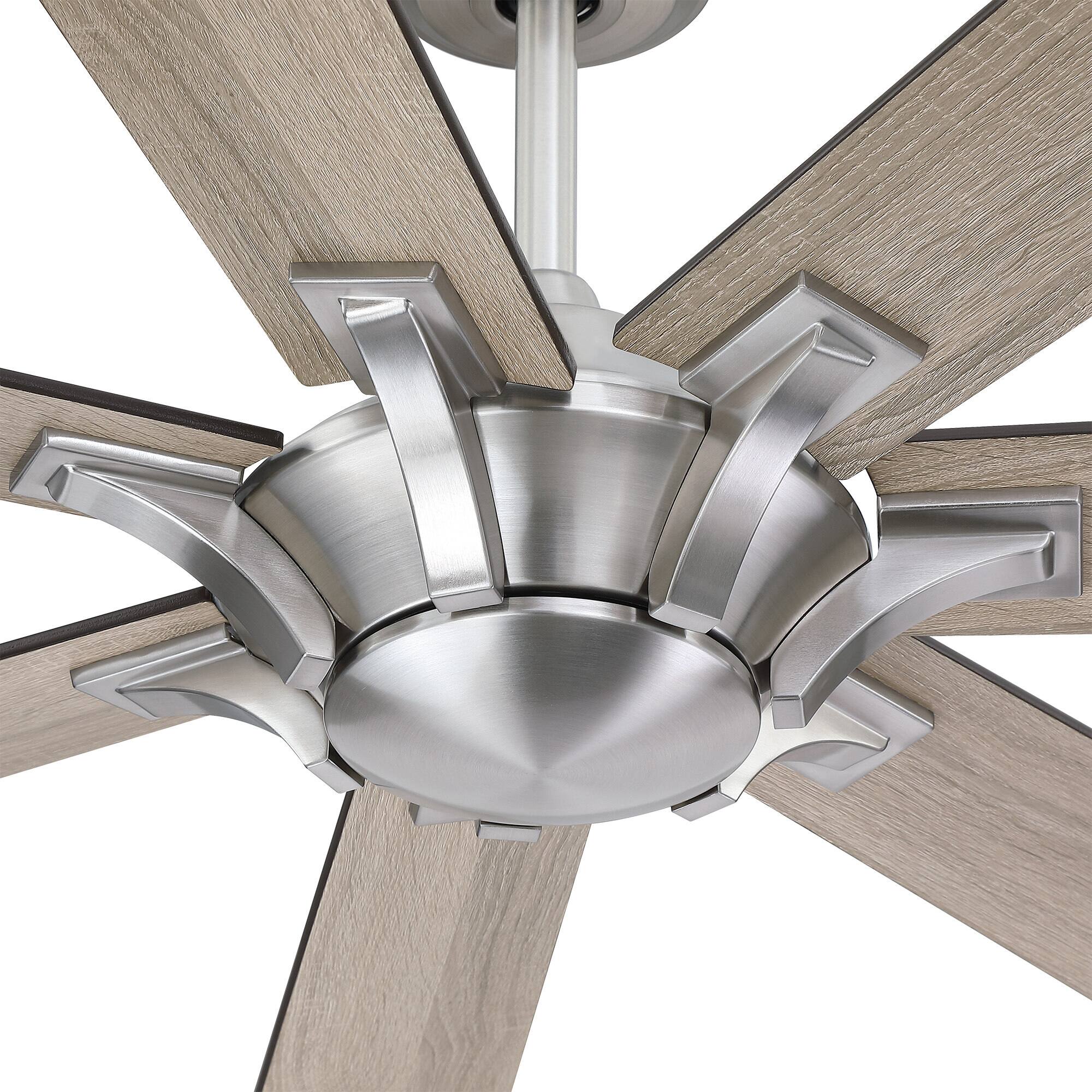 Alt View 3. Parrot Uncle - 72" Farmhouse Oak Wooden 7-Blade Reversible Windmill Ceiling Fan without Light - Brushed Nickel.