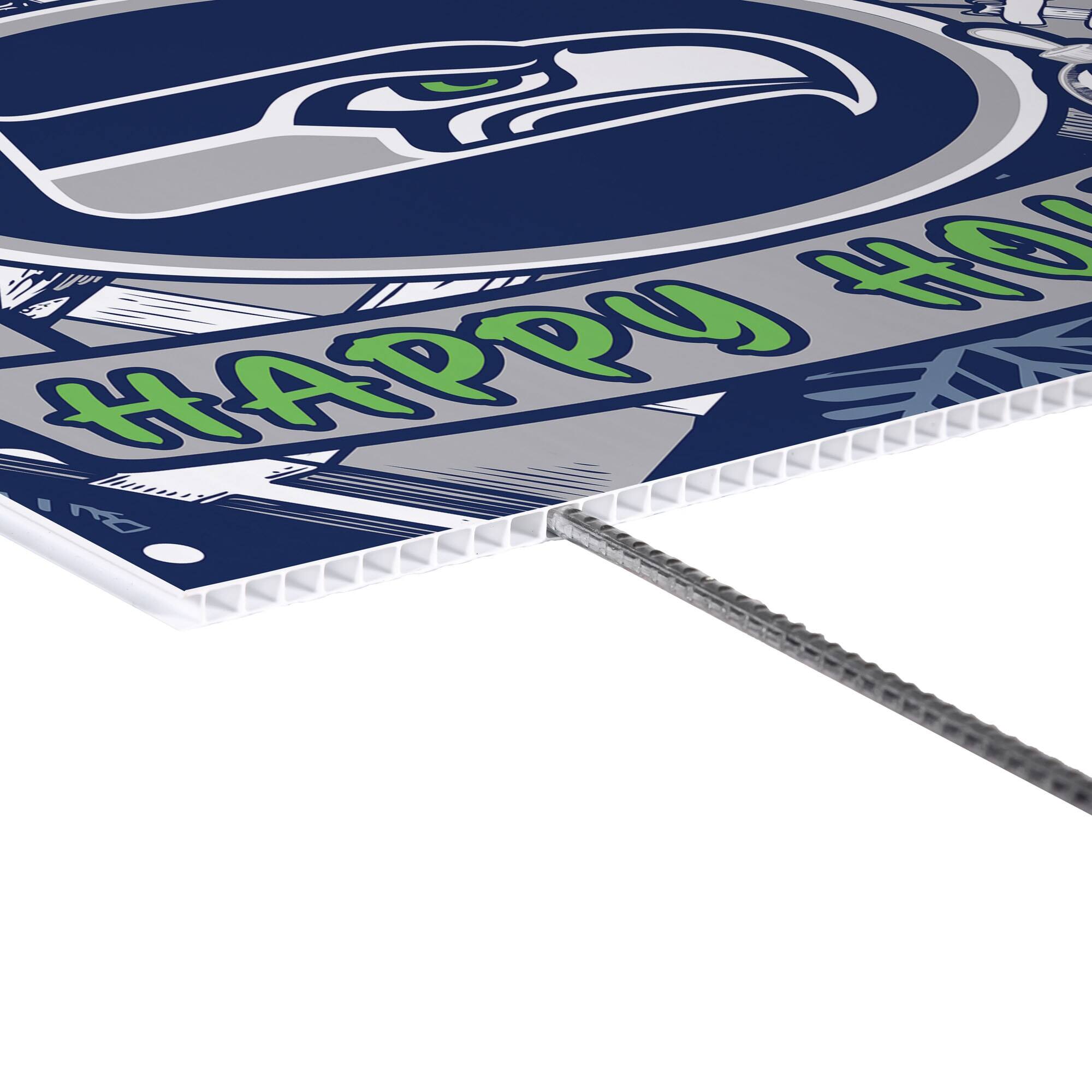 Alt View 2. Evergreen Enterprises - Seattle Seahawks 24" x 18" Happy Holidays Christmas Outdoor Staked Yard Sign - Multicolor.