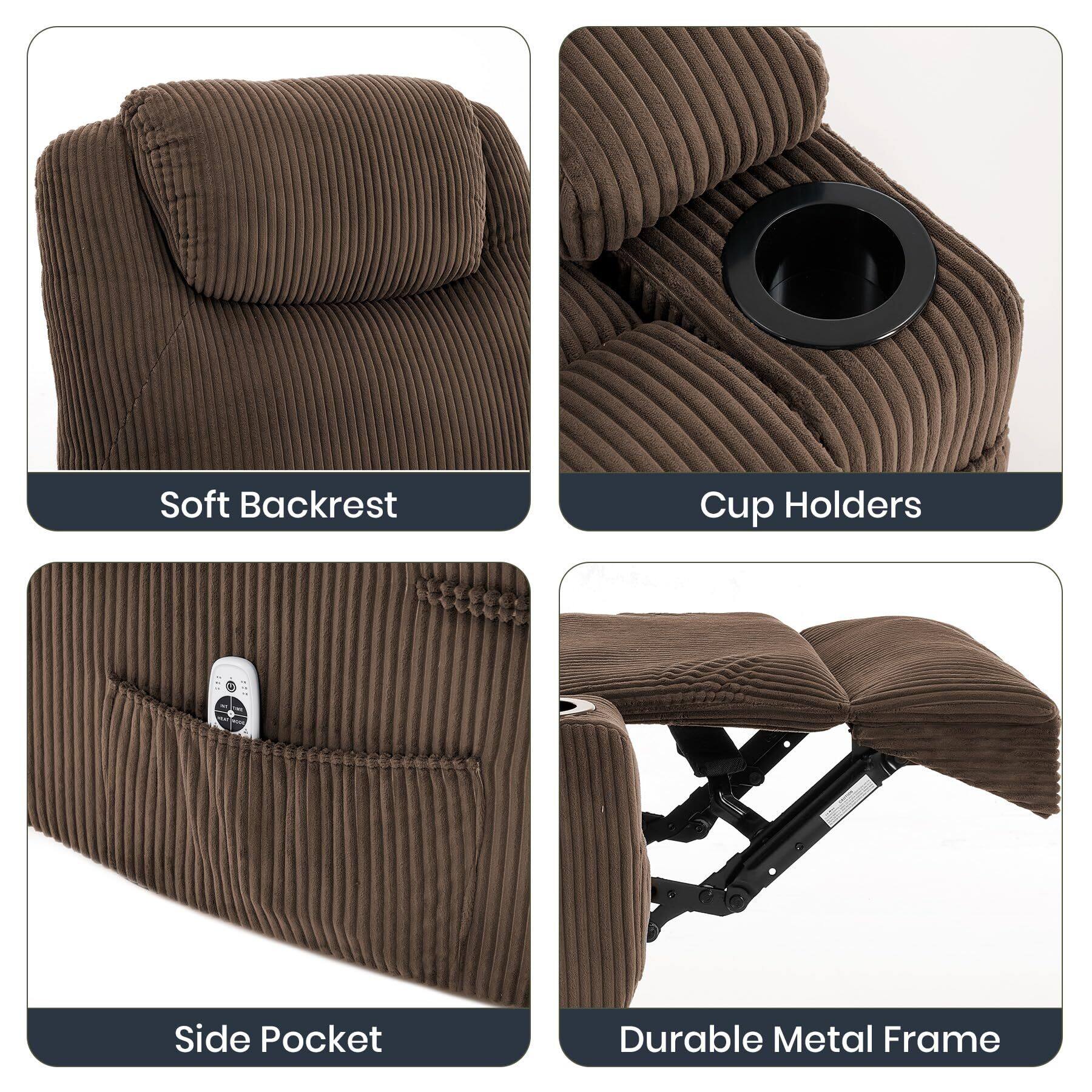 - Soft Backrest
- Cup Holders
- Side Pocket
- Durable Metal Frame