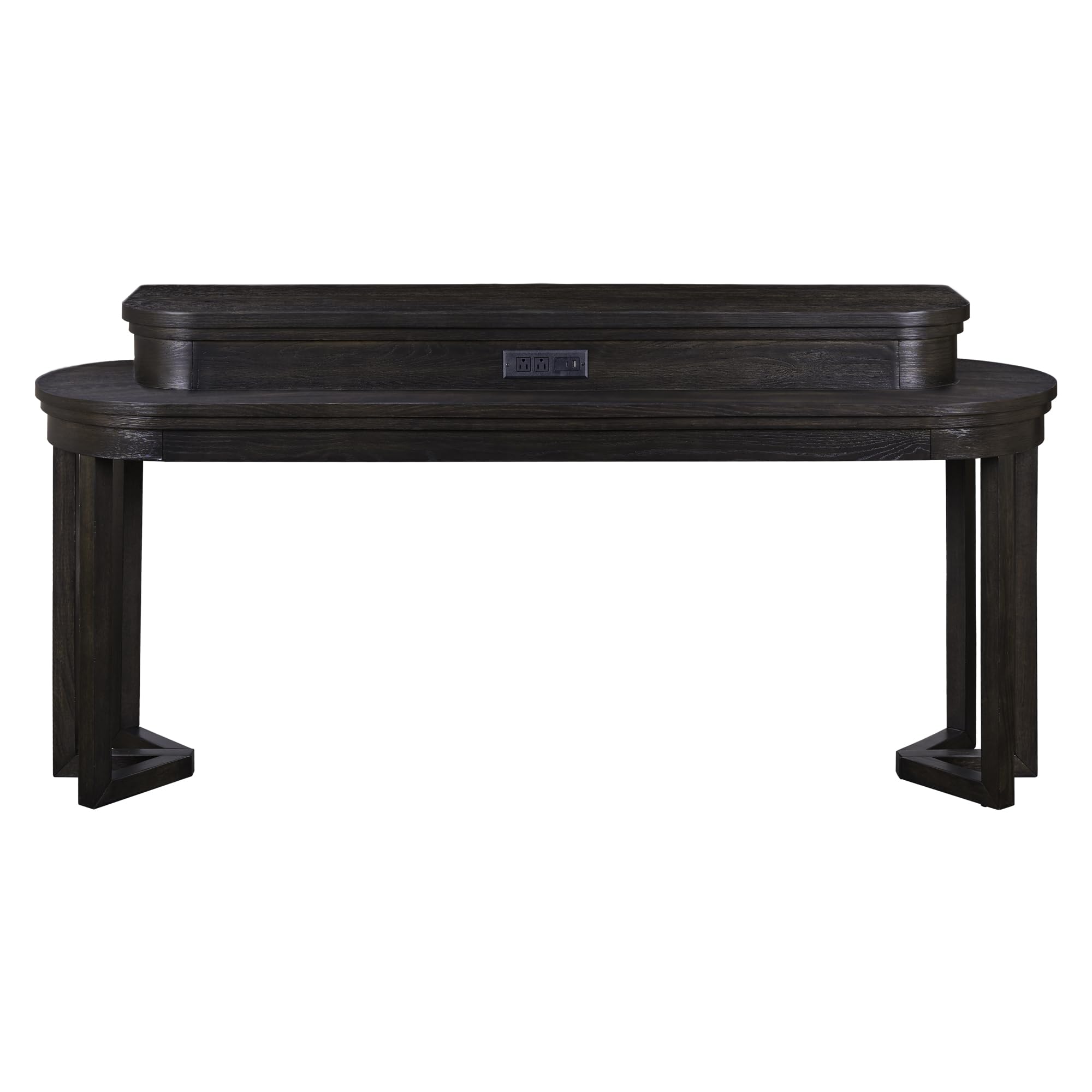 Alt View 2. Liberty Furniture Industries - Living Room Console Bar Table - AC USB Charging Station - Peppercorn Oak Wood - Peppercorn.