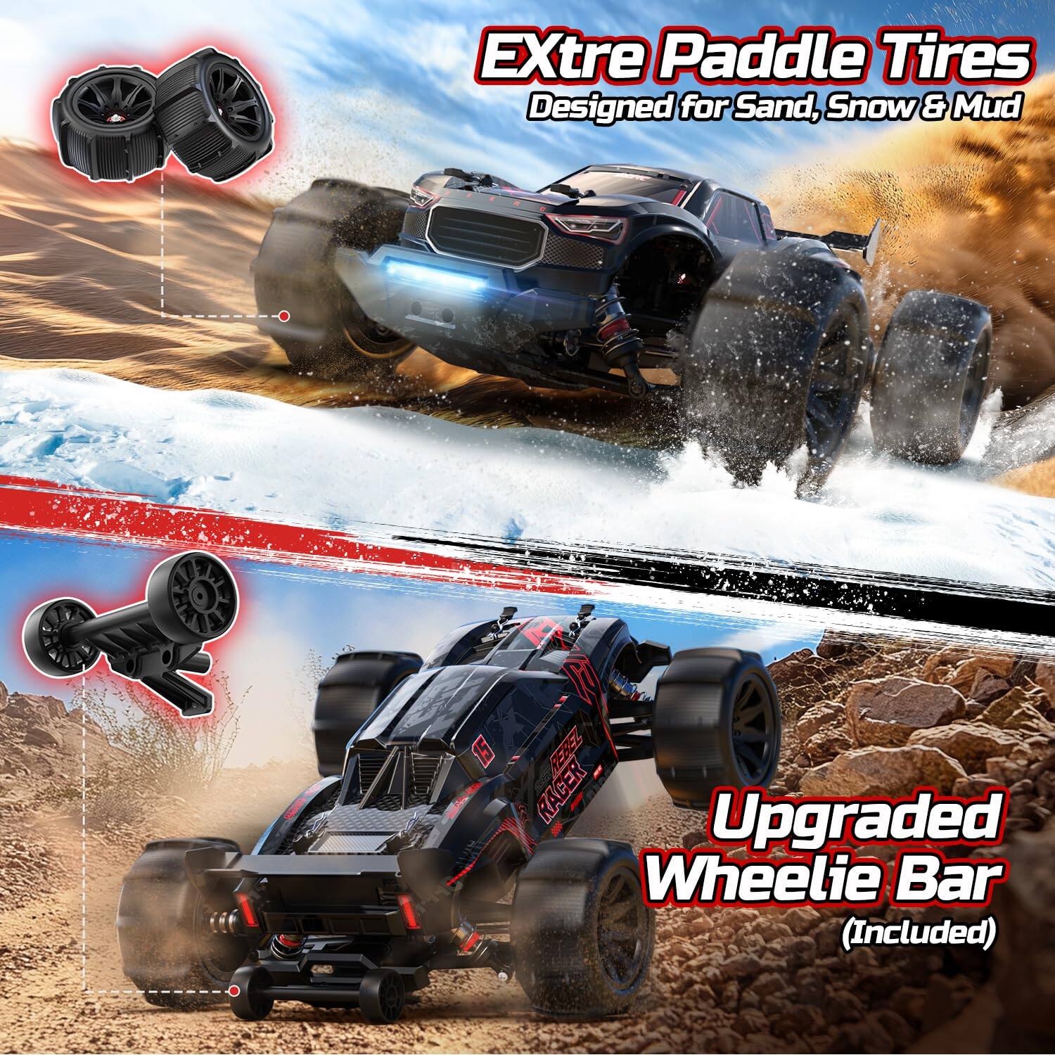 DEERC Brushless RC Car for Adults 46+MPH, 1/14 4WD Off Road Remote ...