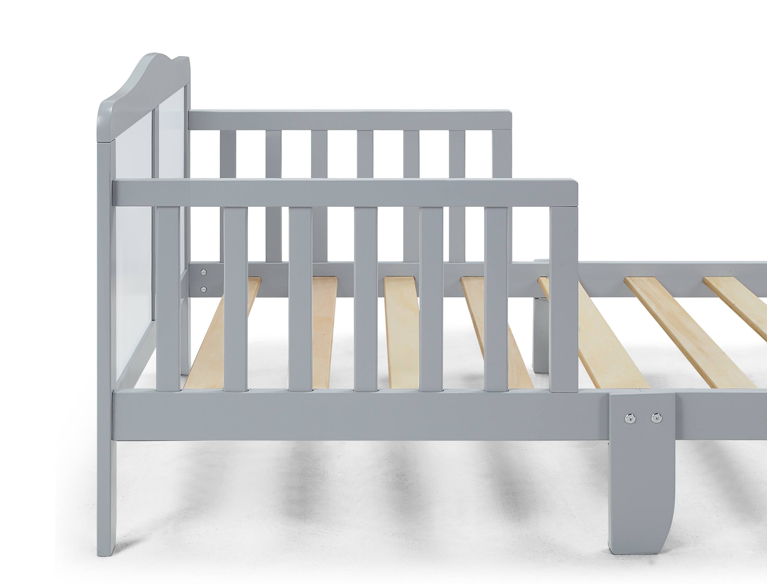 Alt View 1. APRILSOUL - Birdie Toddler Bed Light Gray and White - Light Gray.