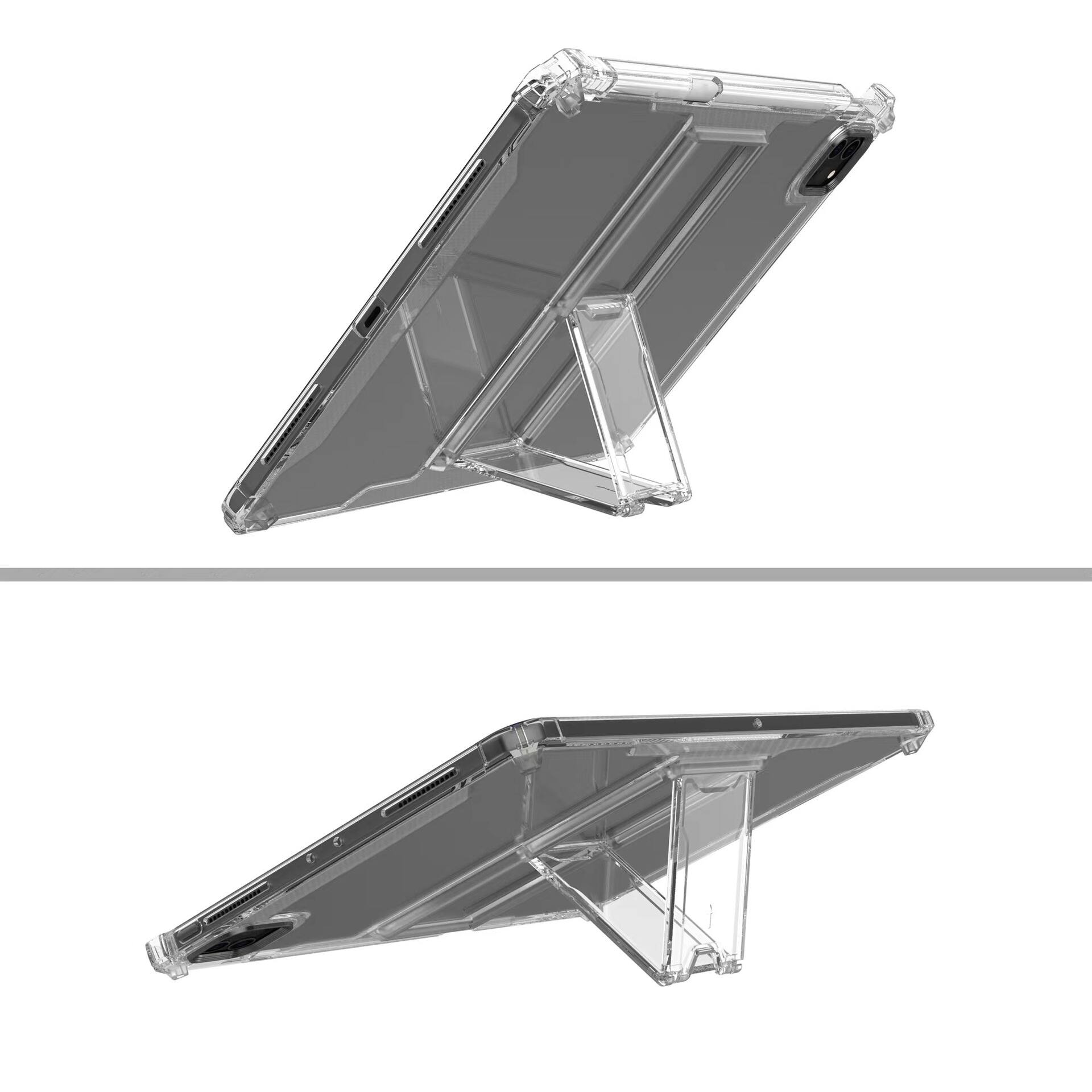 Left. Dteck - Rugged Clear Case For iPad Pro 13-inch (M5) 2025/(M4) 2024 Sturdy Kickstand Pencil Holder Non-Yellowing Slim Cover - Clear.