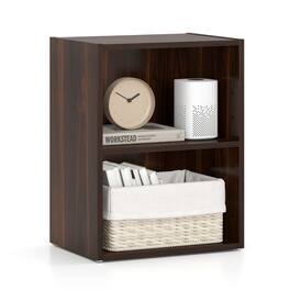Gymax - 2-Cube Bookcase DIY Cube Storage Organizer w/ 7-Position Adjustable Shelf Brown - Walnut