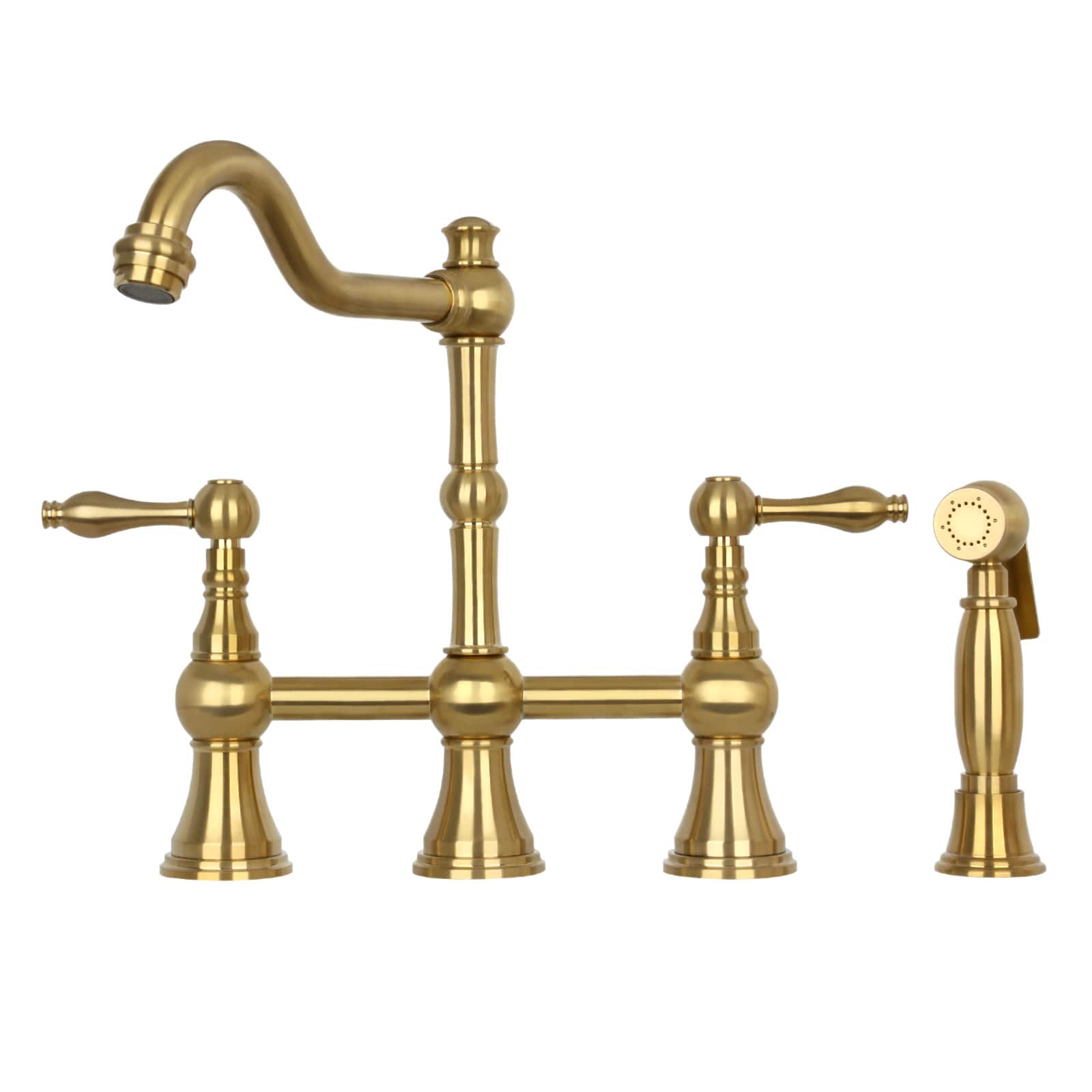 Solid Brass Bridge Kitchen Faucets with Side Sprayer 2 Lever Handles price history on PriceWatchPro