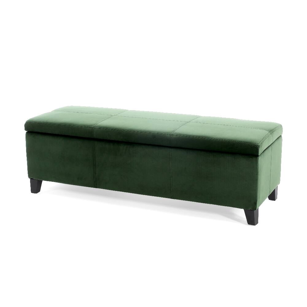 Alt View 2. Ropilly - Ropilly Forest Green Storage Ottoman Bench 51.25 Inch Upholstered Entryway Bench with Hidden Storage 300lbs Capacity - Forest Green.