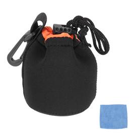 Unique Bargains - Lens Pouch, 3"x4" Drawstring Plush Neoprene Case for DSLR Gear - Black