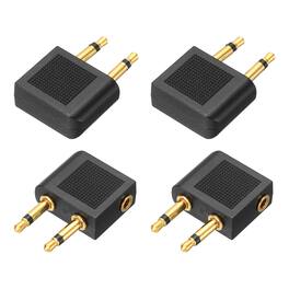 Unique Bargains - 4pcs 2x3.5mm M to 3.5mm F Connector Zn Alloy Ni Plated Stereo TRS for Audio/HP/Spkr/Player/Video Rcvr/Sound, /Gold - Black