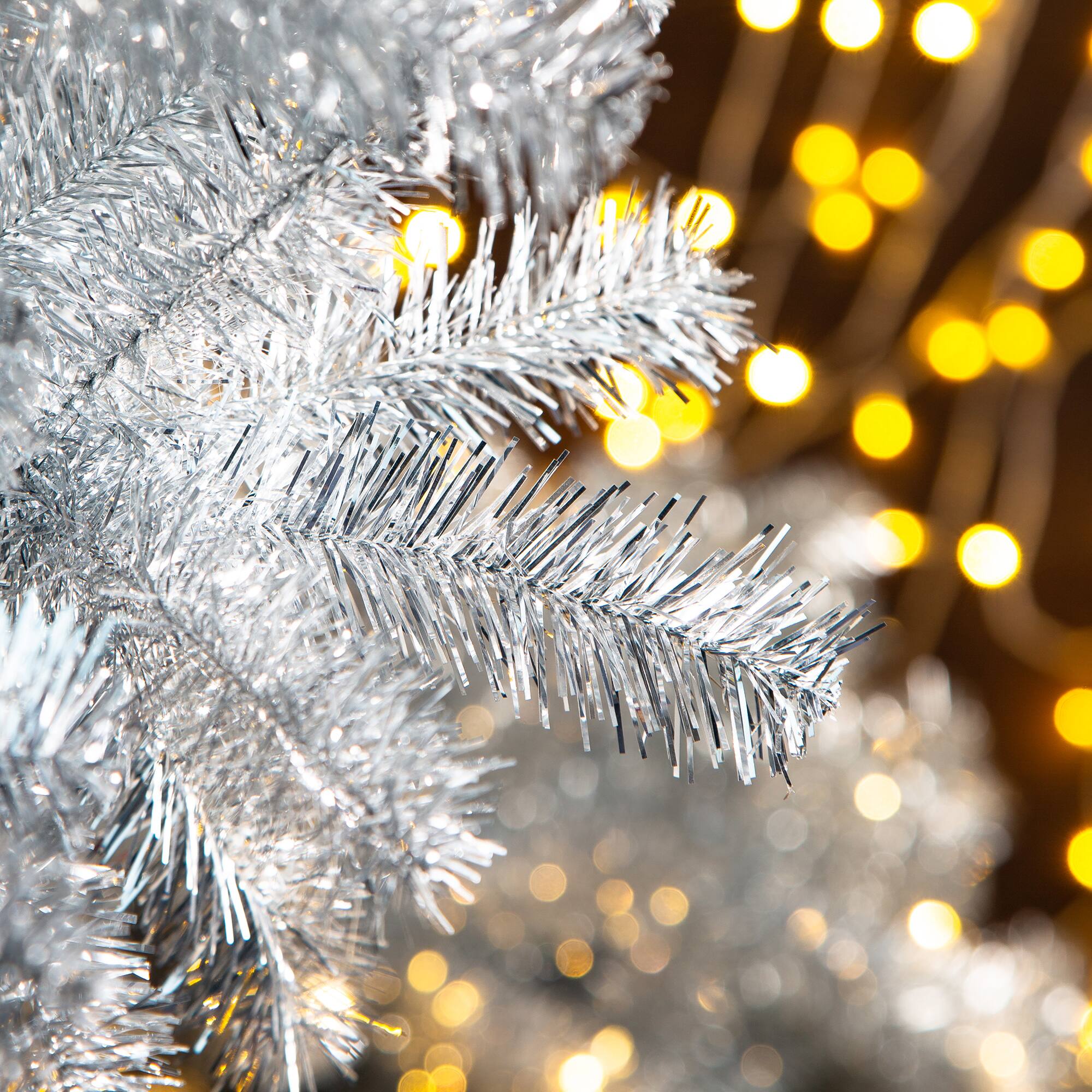 Alt View 10. Glitzhome - 7.5ft Pencil Tinsel Artificial Christmas Tree - White.