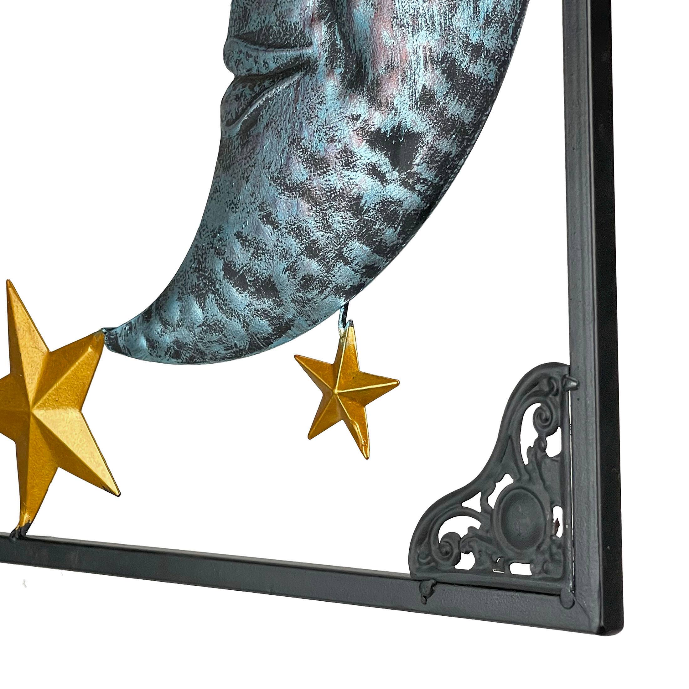 Alt View 5. Zeckos - Tri-Tone Celestial Sun Moon and Stars Indoor/Outdoor Metal Wall Art - Copper.